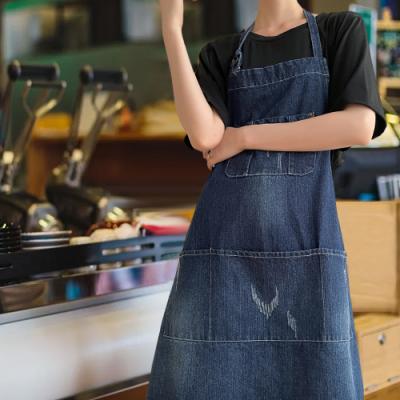 China Wholesale Ready Kitchen Studio Apron Garden Bib Adult Apron Eco-Friendly/Skin-Friendly LOGO Custom Apron Cotton Denim for sale