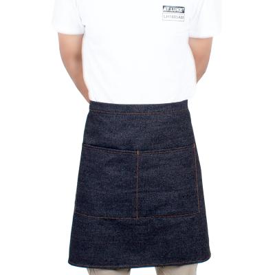 China Drink/food ready cotton kitchen chef apron in kefei denim half waist apron for sale