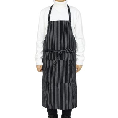 China AZO FREE Hot Sale Black And White Stripes Apron And Bartender Customized Workwear Uniform Apron for sale