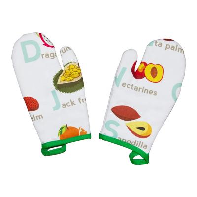 China Heat Resistant Custom Printed Baking And Kitchen Oven Mitts For Grilling for sale