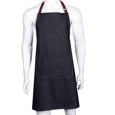 China AZO FREE Denim Fabric Duty Denim Apron Heavy Duty Kitchen Apron Garden Bib Apron for sale