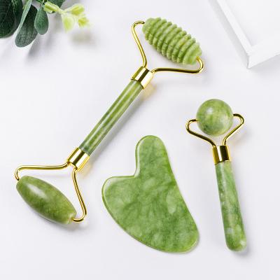 China Convenient Handheld Massager Quality Guarantee Massage Roller Facial Green Jade Roller for sale