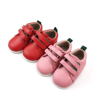 China Girl's flat handmade leather casual shoes and boys pink shoes size 2-13 for hard sole for sale