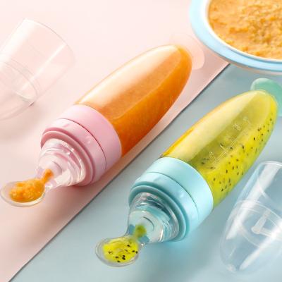 China Food Grade PP BPA Free Silicone Baby Food Spoon BPA Free Plastic Dispensing Bottle With Spoon Silicone Squeeze Spoon for sale