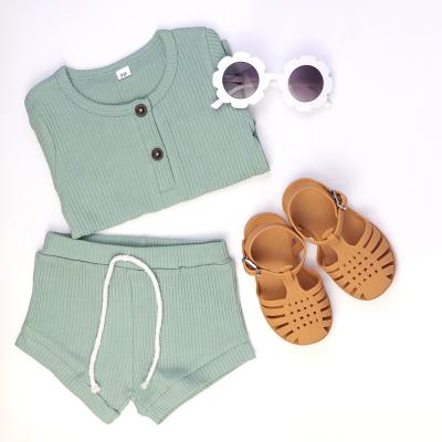 China Blank Newborn Baby Boy's Wholesale 2 Pieces Block Kids Baby Shorts Set Summer Formal Gift Clothing Sets for sale