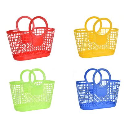 China Amazon Shopping Basket Modern Colorful Folding Plastic Vegetable Fruit Basket With Handles for sale