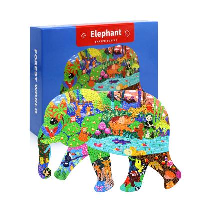 China 200 Pcs Outlet 200 Pcs Elephant Eco-Friendly Jigsaw Paper Plant Shape Animal Jigsaw Puzzle For Children Educational Jigsaw Puzzle for sale