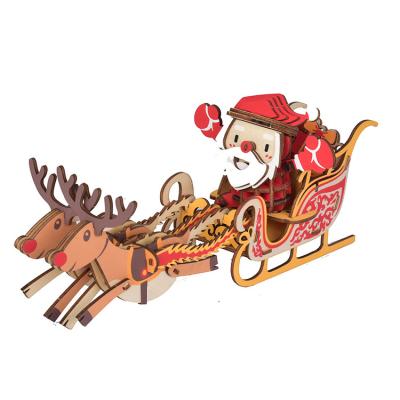 China Santa Claus Toys 3D Wooden Funny DIY Christmas Toys Gift Handmade Puzlzle For Kids for sale