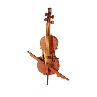 China Eco-friendly Exquisite Musical Instruments 3D Puzzle Toys For Children Educational Wooden 3D Violin Puzzle for sale