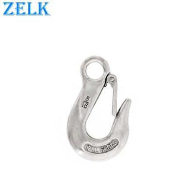 China Heavy Industry High Polished Stainless Steel Dropper Eye Hook With Safety Latch for sale