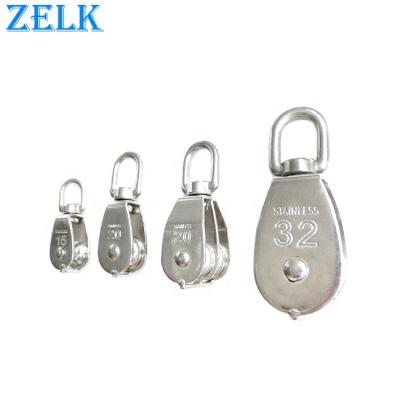 China Hotels Stainless Steel Swivel Eye Block Single or Double Pulley for sale