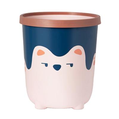 China Simple Creative Viable Ring Simple Creative Chewable Plastic Waste Bin Pressure Cover Household Trash Bear Kitchen Toilet Living Room Trash Can for sale