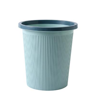 China Simple Viable Household Living Room Household Kitchen Living Room Plastic Waste Basket Garbage Ring Stripe Color Plastic Lidless Trash Can for sale