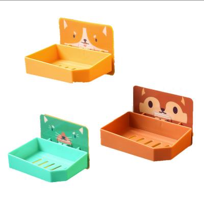 China Modern Cartoon NO--Punch Receive Soap Shelf Home Creative Bathroom Wall Hanging Suction Plastic Soap Box for sale