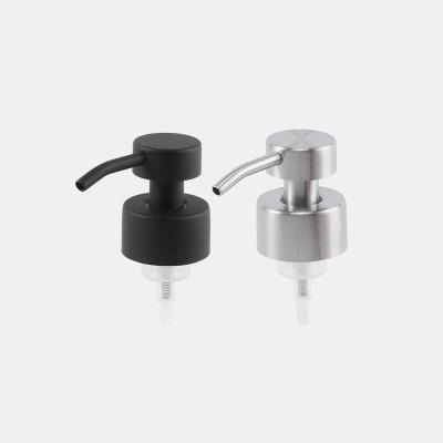 China Viable Brush Polished 38MM 304 Stainless Steel Metal Sponge Glass Soap Pump For Reqular Mouth Bottle for sale