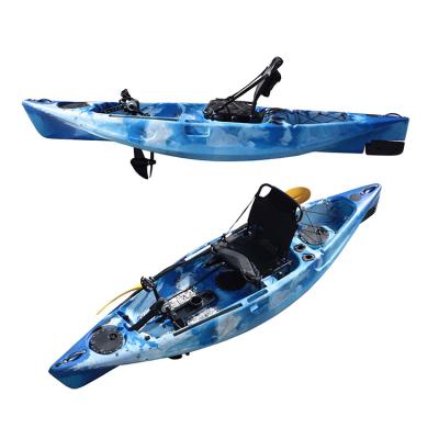 China Fishing Touring Single Seat 10.8ft Rowing Canoe Kayak Fishing Foot Pedal Drive Plastic Guided Kayak with Cheap Price for sale