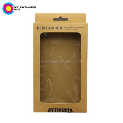 China Materials Low MOQ Recycled China Folding Hang Tag Brown Kraft Paper Box Customized With Window for sale