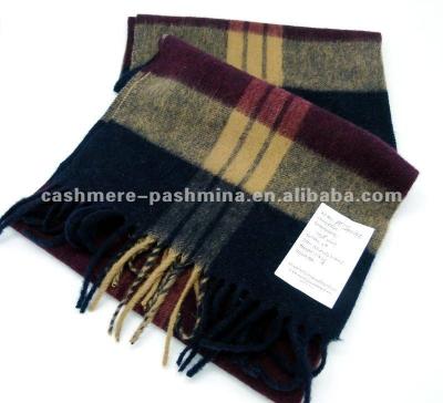 China Luxury newest 100%wool check scarf in fashion style with fringes cashmere scarf women for sale