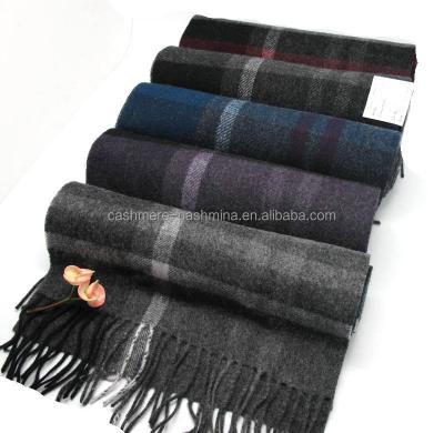 China Hot Selling Reversible Thick Wool Check Men's Pure Wool Scarf For Winter Cashmere Scarf Women for sale