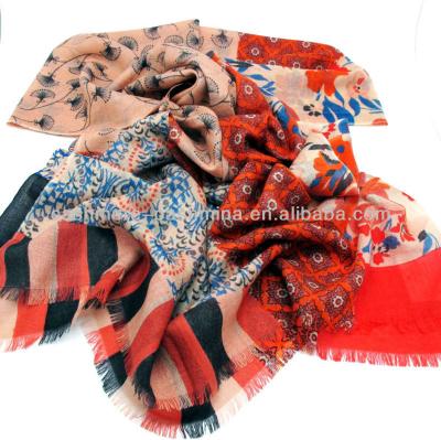 China 2014 100% wool pashmina ladies fashion infinity scarves and shawls in printed style for sale