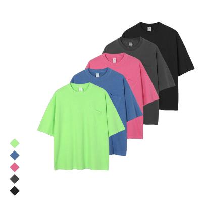 China Anti-Wrinkle OEM 250gsm Heavy Short Sleeve With Half Pocket Oversized Casual Men's Sleeve T-Shirts for sale