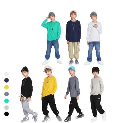 China New Arrived Simple Long Sleeve Anti-Wrinkle Pullover Children T-shirt Tops For Kid White T-shirts For Kids for sale