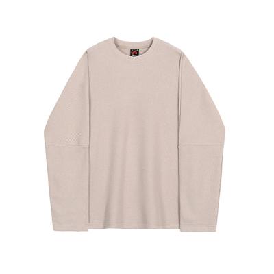 China Custom Design Breathable Waffle Cotton Sweatshirts Mens Single Drop Shoulder Sweatshirts Accept Customzied Size for sale