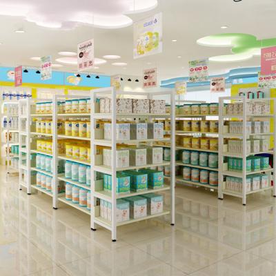 China Double Sided Professional Manufactured Hypermarket Durable Metal And Wooden Retail Shelf Equipment for sale