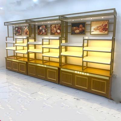 China Customized Wooden Food Store Design Bakery Rack Display Rack ES-CC-001 for sale