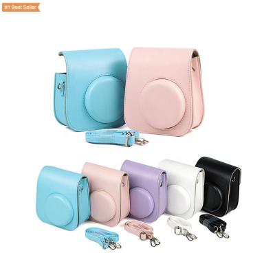 China Hot Selling 11 Case 2022 Decoration Design Mini Camera Bag PU Leather Compact PU Instant Camera Leather Case for sale