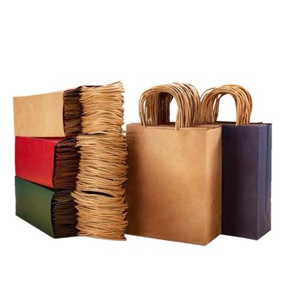 China Handmade High Quality Cheap Customized Plain Recyclable Kraft Paper Bag With Handle for sale