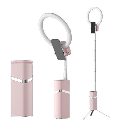 China New Flexible Portable Lighting Sufficiency Living Light Tik Tok Box 10 Inch Floor Ring Light Invisible Desk Mobile Phone Stand Tripod for sale