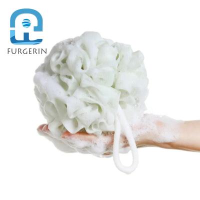 China Factory direct sale large long handle solid color soft foaming bath ball can be hung for sale