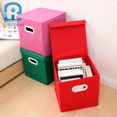 China Sustainable Non Woven Foldable Square Toy Storage Boxes Stackable Fabric Durable Garment Bins For Home for sale