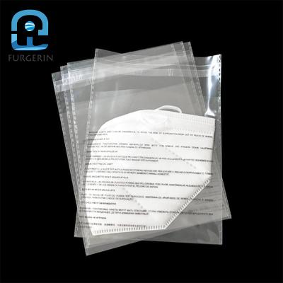 China Hot Sale Disposable Opp Plastic Bag Medical Face Mask Packaging Mask Bag for sale