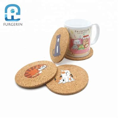 China Viable Wholesale Cute Animals Printing Cheap Promotional Price Cork Absorbent Coasters For Home for sale