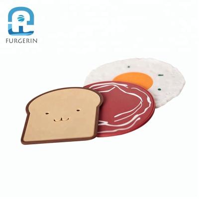 China Viable Wholesale Three Designs Breakfast In One Pack Cute Dish Cup Holders Hot Mat Dish Cup Holders Colorful Silicone Cup Dish for sale