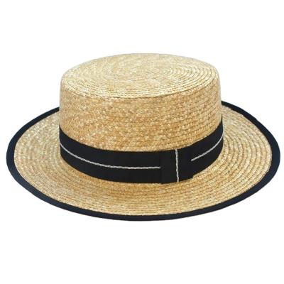 China Wholesale picture HOGH QUALITY youth upf 50 women buy flat straw hat sun protection SHADE beach HARD straw hat with ribbon for ladies for sale