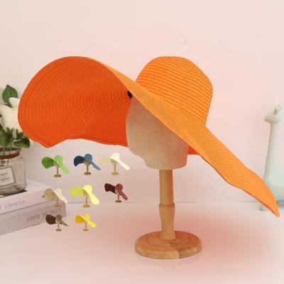 China MADE TO ORDER Large Picture Ladies Girls Summer Woven Paper Straw Beach Sun Felted Hat Foldable Oversized Sun Hats Elegant For Women Beach for sale