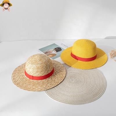 China Wholesale One Piece Natural Picture Hats Women Men Summer Straw Sun Hat Cap WITH Luffy Pins For Kids Opening With Custom Logo for sale