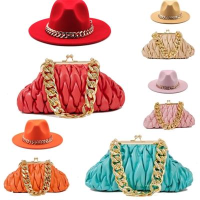 China Fashion DROPSHIPPING Customized Famous Designer Inspired Bands Vintage Winter Hot Sale Felt Cowboy Felted Hat Ladies Winter Felt Hat Set for sale