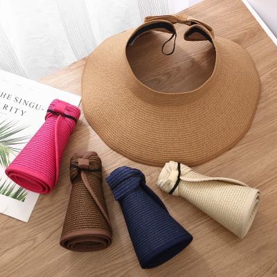 China 2022 Spring and Summer 2022 Summer Wide Brim Straw Sun Visor Beach UV Protection Hat for Women Brimming Wide Straw Hat Women for Beach woman for sale