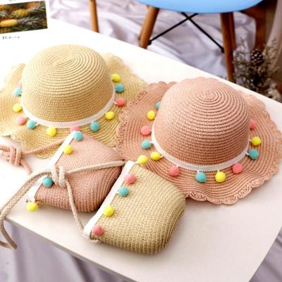 China OEM ODM Kids Girls Private Label Summer Designer Sunflower Wholesale Casual Straw Hat and Bags Set for Kids Baby Children for sale