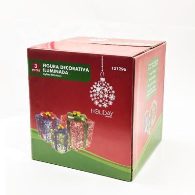 China Large Recycled Materials Corrugated Cardboard Christmas Folding Gift Boxes Packaging Rigid Custom Merry Valentine Holiday Gift Box Cardboard Large Size for sale