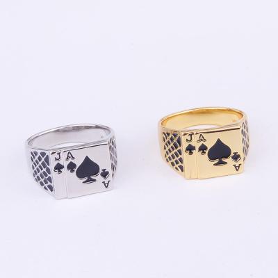 China FASHIONABLE Europe and the United States Personality Ring Fashion Poker Creative Drip Oil Ring for sale