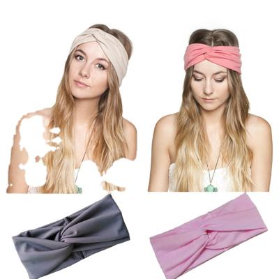 China Women's Vintage Nylon Headband Cross Knot Elastic Hair Bands Girls Headband Soft Solid Hair Accessories for sale