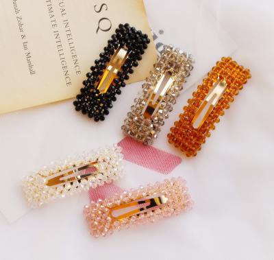 China Snap Crystal Rhinestone Clip Clips Multi Color Free Choice Crystal Hair Accessories Hair Barrettes For Women for sale