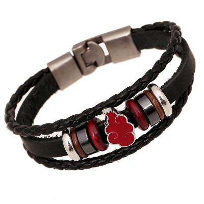 China CLASSIC Fashionable Red Epoxy Clasp Bracelet Two Kind Single Leather Bracelet Men Leather Bracelet for sale