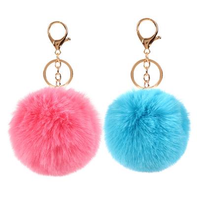 China Colorful Pompom Keychains Girls Gifts Pom Pom Fur Keychain Wholesale 8cm Fashion Fur For Bags Pendant for sale