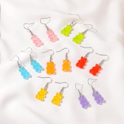 China Simple and beautiful cute candy color resin earrings with colorful cartoon bear earrings for sale